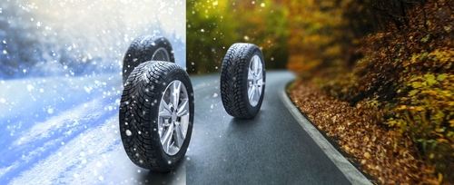 Summer,tires,on,a,road,winter,wheel,off.,change,a